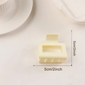 Minimalist square hair claw clip in creamy yellow resin finish, 5cm medium size - Square Style Cream White (d2)