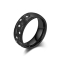 Anillo de fútbol de acero negro con textura de panal y piedras de circón blanco - Talla 7 (EE. UU.) / Negro