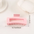 Grande pince à cheveux rectangulaire rose pâle mat dimensions 12,7 cm sur table blanche - 12.7cm (Grand) / Rose Pêche