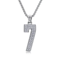 Pendentif chiffre 7 argenté style hip hop serti de cristaux avec chaîne box robuste - Numéro 7 Avec Chaîne / Acier
