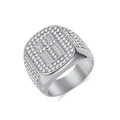 Hip hop men's stainless steel signet ring with micro-paved iced out cross design - Steel