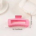Pince à cheveux rectangulaire rose bonbon creuse de 12,7 cm de long pour femmes - 12.7cm (Grand) / Rose