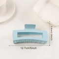 Pince à cheveux rectangulaire bleu clair mat de 12,7 cm avec dimensions détaillées - 12.7cm (Grand) / Bleu gris