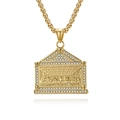Collar hip hop de acero inoxidable chapado en oro 18K La Última Cena con cristales - Oro + Cadena