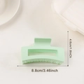 Pince à cheveux rectangulaire vert menthe en résine avec longueur de 8,8 cm pour coiffure - 8.8cm (Moyen) / Vert clair