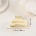 Pince à cheveux carrée minimaliste blanc crème de 8,8 cm pour un coiffage élégant - 8.8cm (Moyen) / Blanc Cassé