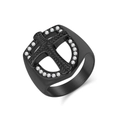 Men's retro shield cross ring with black finish and sparkling cubic zirconia stones - Size 7 / Black