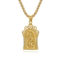 Collar de la Virgen María chapado en oro de 18K con diseño en relieve y cristales - Con Cadena de Caja de 60cm / Dorado