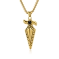 Nordic Viking gold spearhead pendant with black gemstone and runic engravings for men - Pendant And Chain / Gold