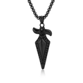 Vintage Viking spearhead pendant in black steel finish with rune engravings - Pendant And Chain / Black