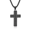 Collana a croce in acciaio titanio nero con motivo greco e cristalli brillanti - Color Nero Con Catena a Box 3.5mm*60cm