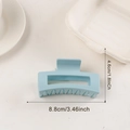 Pince à cheveux carrée bleu clair mat pour femmes, modèle de 8.8cm de longueur - 8.8cm (Moyen) / Bleu gris