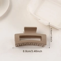Pince à cheveux rectangulaire mate kaki ajourée de 8,8 cm de long pour femmes - 8.8cm (Moyen) / Marron