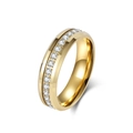 Anillo de tungsteno dorado pulido con circonitas engastadas en círculo para boda - 6mm Dorado