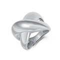 Polished silver titanium steel twisted knot ring for women with minimalist mirror finish - Size 6 / Steel