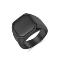 Chevalière hexagonale minimaliste pour homme en acier inoxydable noir brossé, vue à 45 degrés - Taille 7 / Noir