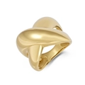 Polished 18K gold plated stainless steel chunky crossover ring with a modern twist design - Size 6 / Gold