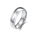 Bague minimaliste en acier titane argenté avec une surface lisse polie miroir - Taille 7 / Acier