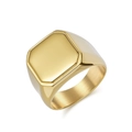 Chevalière dorée polie pour hommes en acier inoxydable de haute qualité de forme carrée - Taille 7 / Or