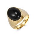 Anillo de sello para hombre en acero inoxidable dorado con una gran piedra de ónix negro - Talla 7 / Dorado Piedra Negra