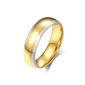 Bague minimaliste en acier titane bicolore avec centre doré et bordures argentées - Taille 7 / Or & Argent