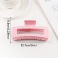Pinza per capelli rettangolare rosa opaco per capelli folti, lunga 12,7 cm - Grande Rettangolo Cavo (d1) / Rosa (d1)