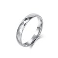 Anillo de tungsteno plateado con superficie tallada en diamante para un estilo moderno unisex - Talla 6 / 4mm / Color Acero