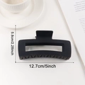 Pinza per capelli rettangolare nero opaco per capelli folti, accessorio da 12,7 cm - Grande Rettangolo Cavo (d2) / Nero (D2)