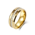 Lujoso anillo de tungsteno dorado con un círculo completo de circonitas brillantes - 8mm Dorado