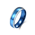 Bague minimaliste en acier inoxydable bicolore bleu et argent avec fini poli miroir - Taille 7 / Bleu & Argent
