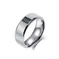 Polished silver stainless steel ring with double beveled edges and inner arc design - Size 6 / 8mm / Steel