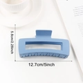 Molla per capelli rettangolare blu opaco per capelli folti, grande clip da 12,7 cm - Grande Rettangolo Cavo (d4) / Blu (d4)