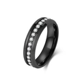 Luxurious black tungsten steel ring featuring a full circle of clear cubic zirconia inlay - 6MM Black