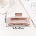 Large matte Morandi pink square hair claw clip in 5-inch size for thick hair - Lotus Pink (d6)