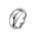 Polished silver stainless steel dome ring with a minimalist wide-surface design - Size 6 / Steel