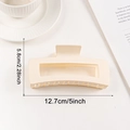 Creamy beige matte large rectangle hair claw clip with 5-inch length for thick hair - Cream (d8)