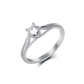 Anillo de boda clásico de acero inoxidable con circón redondo y engaste de garras - 5# / Color Acero