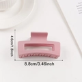 Pink matte large square hair claw clip for thick hair, measuring 8.8cm in length - Pink (d9)