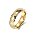 Golden tungsten steel ring with diamond-cut rhombus pattern for men and women - Size 6 / 6mm / Gold