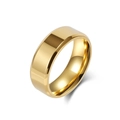 Minimalist gold-plated stainless steel ring with double beveled edges and polished finish - Size 6 / 8mm / Gold
