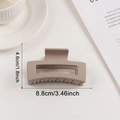 Beige matte square hair claw clip with hollow geometric design and 8.8cm length - Coffee (d11)