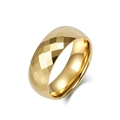 Minimalist gold tungsten ring with a diamond cut honeycomb textured surface - Size 6 / 8mm / Gold