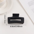 Minimalist large matte black square hair claw clip for women with thick hair, 8.8cm length - Black (d12)