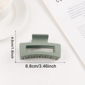 Matte sage green rectangular hair claw clip for thick hair measuring 8.8cm in length - Army Green (d13)