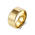 Minimalist wide-band titanium steel ring in polished gold finish for men and women - Size 6 / 10mm / Gold