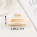 Square matte cream hair claw clip for thick hair measuring 8.8cm in length - Cream (d15)