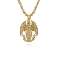 Golden Saint Michael Archangel pendant necklace in stainless steel with polished finish - 3*60cm / Gold + Box Chain