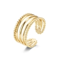 18K vergulde meerlaagse ring met kraaltjesstructuur en verstelbare open ringband - Verstelbaar Open / Kralentextuur Meerlaags (B) / Goud