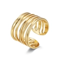 Gepolijste 18K vergulde titaniumstalen gelaagde open ring met minimalistisch hol ontwerp - Verstelbaar Open / Meerlaags Parallel Hol (A) / Goud