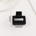 Minimalist square matte black hair claw clip for women, 5cm square hollow frame design - Black (D17)